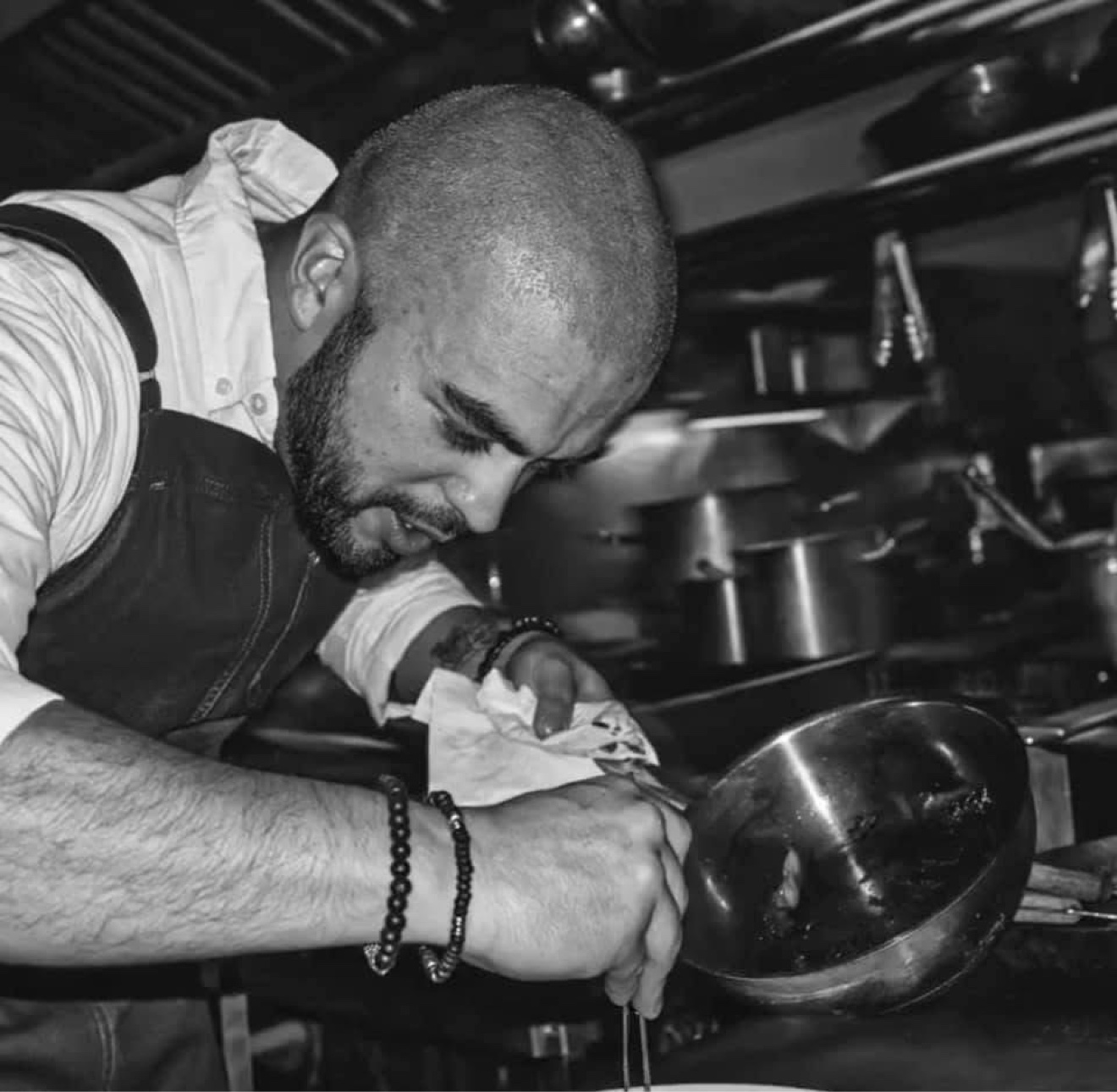 Sergio Medel at work in the kitchen
